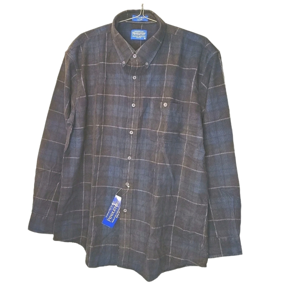 Pendleton Corduroy Flannel Wayne Shirt Men XL Windowpane Preppy Western Dad Nwt
